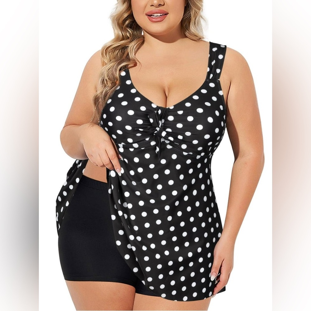 Rivelino Plus Size Tankini Two Piece Tie Front Flowy with Shorts swimsuit